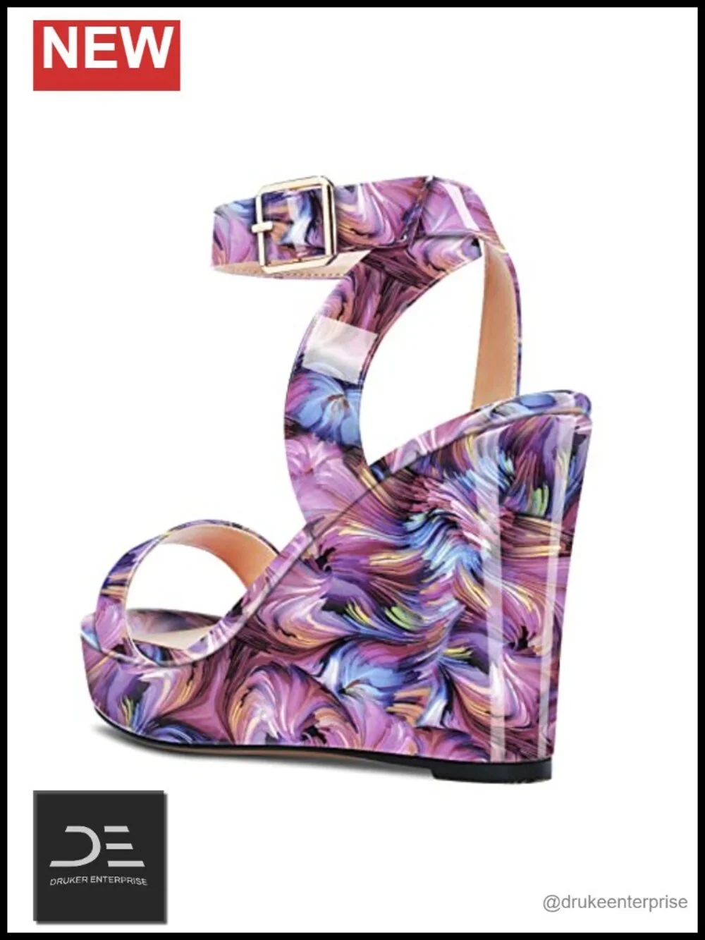 Women's Platform Wedge Sandals Peep Toe Ankle Strap Chunky Heel Party Shoes 4